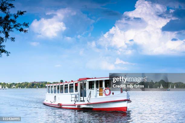 alsterdampfer on the alsterlake - alster lake stock pictures, royalty-free photos & images