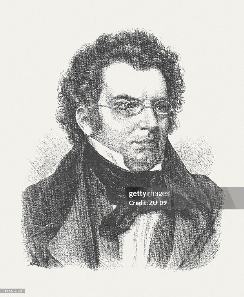 Franz Schubert (1797-1828), Austrian composer, wood engraving, published in 1882