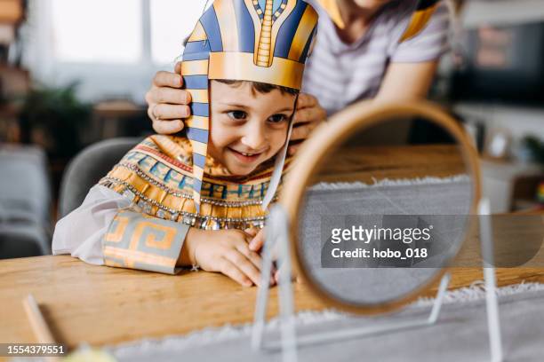 little girl costuming for birthday party - egyptian family stock pictures, royalty-free photos & images