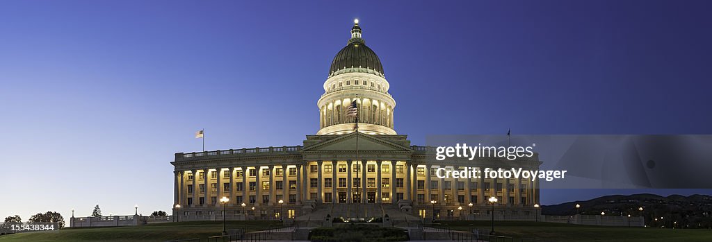 Utah State Capitol Building illuminated panorama Salt Lake City