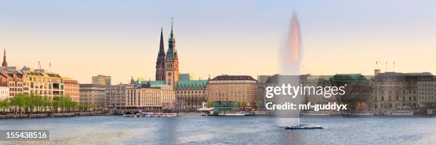 hamburg alster lake panorama - hamburg germany stock pictures, royalty-free photos & images