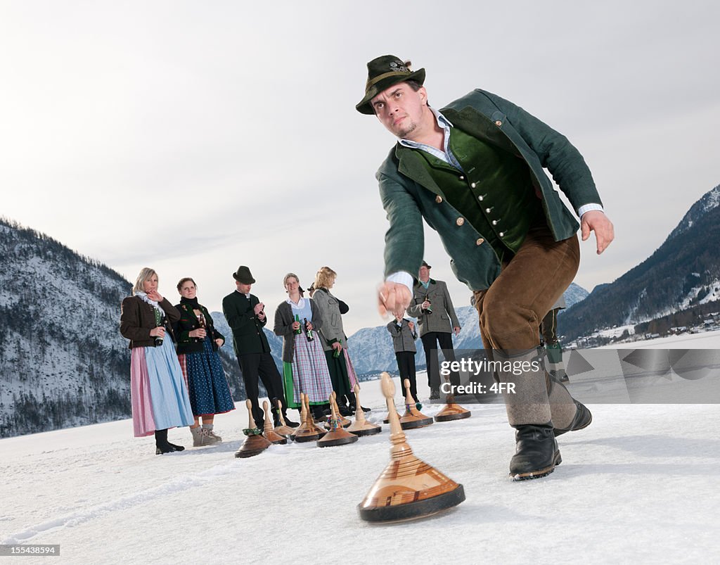 Eisstockschiessen, Curling on the Lake Grundlsee