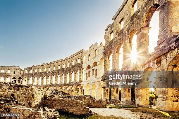 amphitheater pula,croatia landmark - croatia stock pictures, royalty-free photos & images
