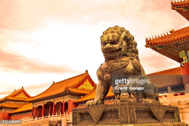 a cidade proibida em pequim, china - chinese temple imagens e fotografias de stock