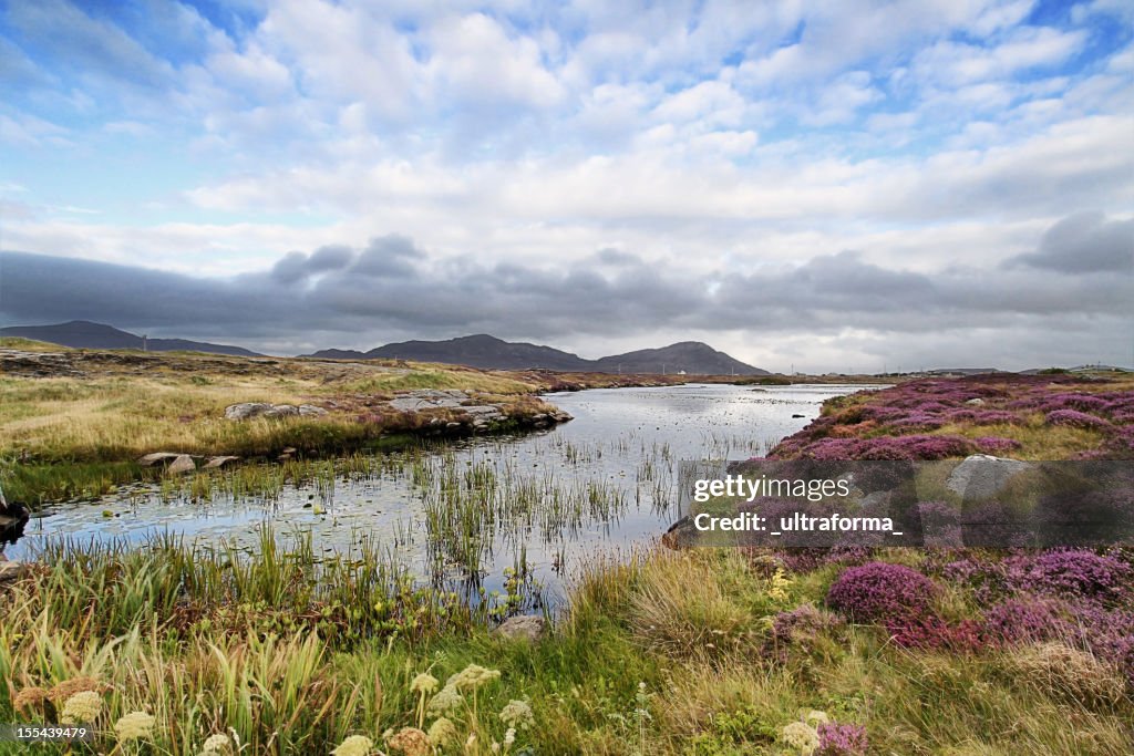 Landscape shot of moorland near Daliburgh, South Uist