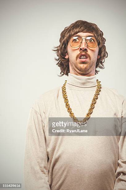 afraid retro seventies man - ugly people stock pictures, royalty-free photos & images