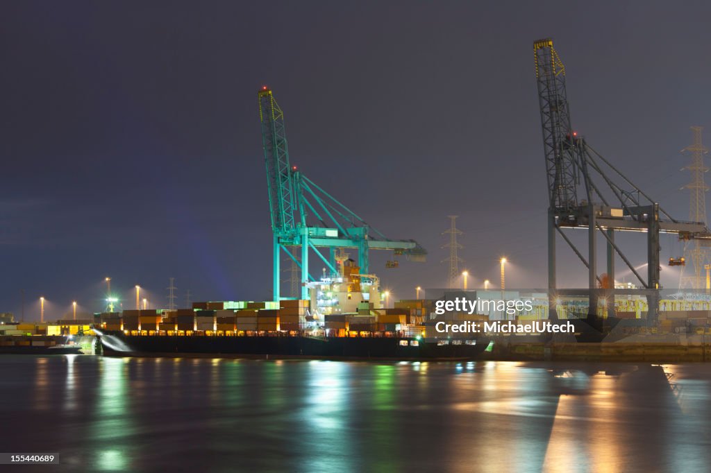 Container Harbor At Night