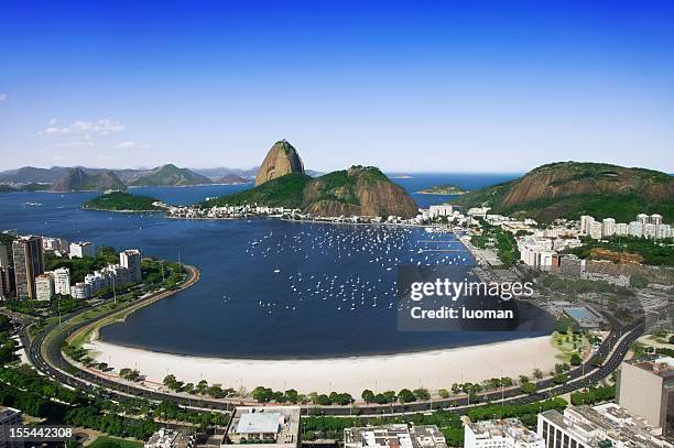 sugarloaf and botafogo beach in rio - rio stock pictures, royalty-free photos & images