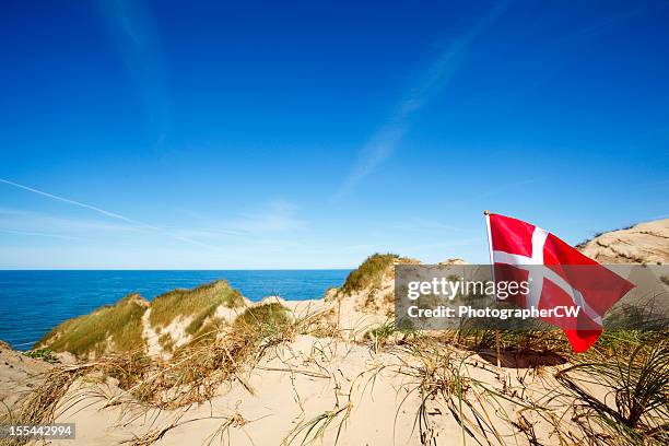 rubjerg knude - danish flags stock-fotos und bilder