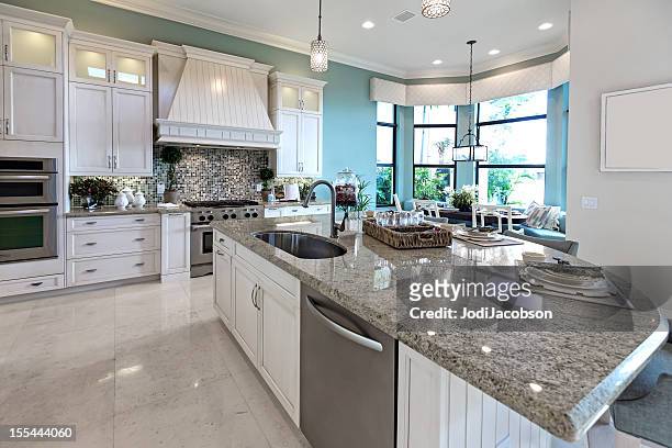 modern kitchen house interior - granite stock pictures, royalty-free photos & images