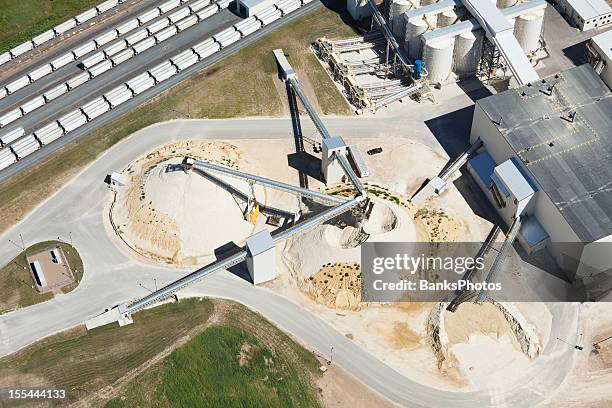 wisconsin frac sand processing facility aerial - silica stock pictures, royalty-free photos & images