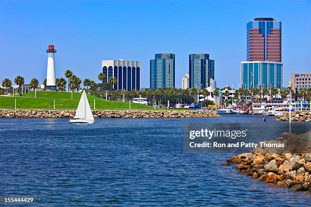 rainbow harbor at long beach, ca (p) - long beach california stock pictures, royalty-free photos & images