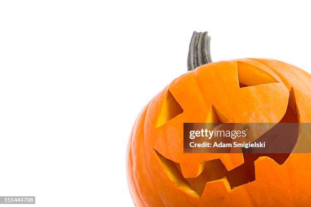 halloween pumpkin jack-o'-lantern - jack o lantern face stock pictures, royalty-free photos & images