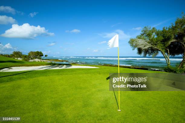 beach golf course on island - golf water stock pictures, royalty-free photos & images