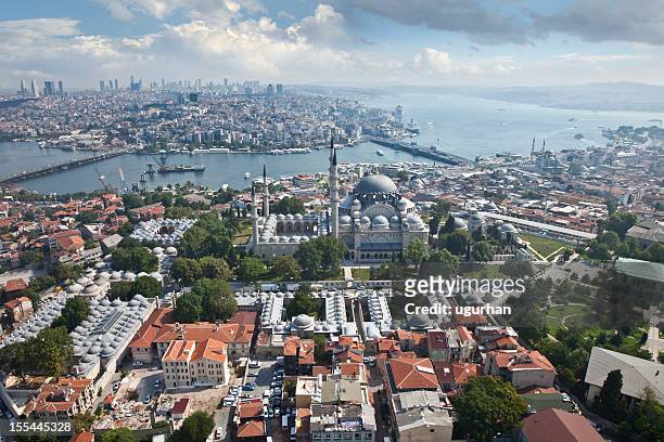 istanbul suleymaniye mosque - bosphorus stockfoto's en -beelden