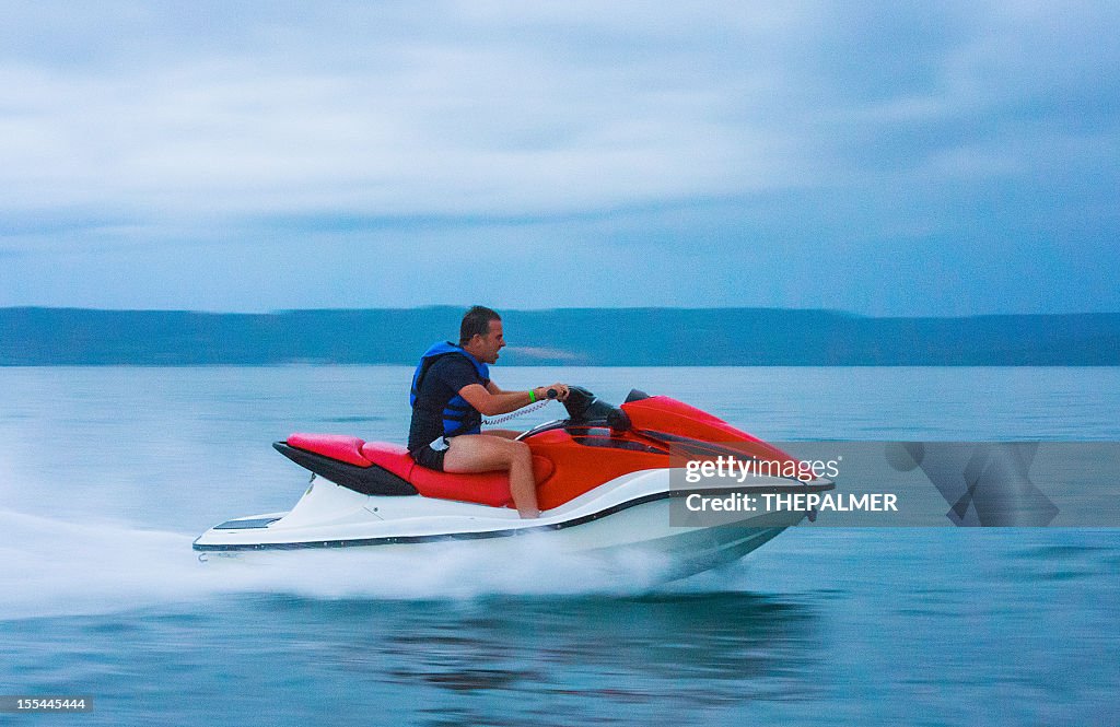 Man ridding a jet ski