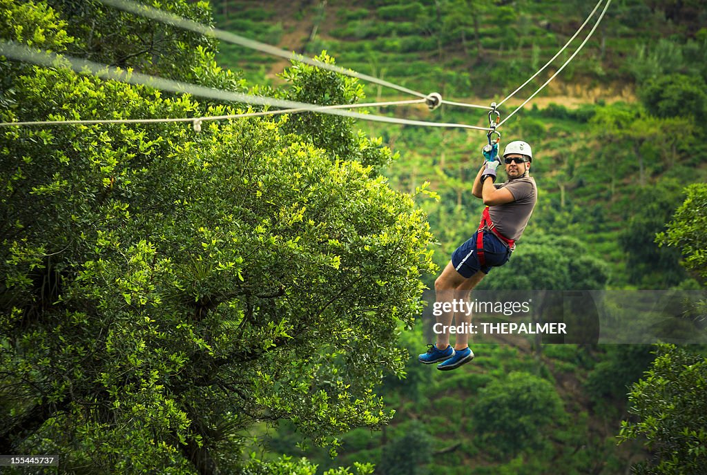 Man during a Zip-line Tour Guatemala