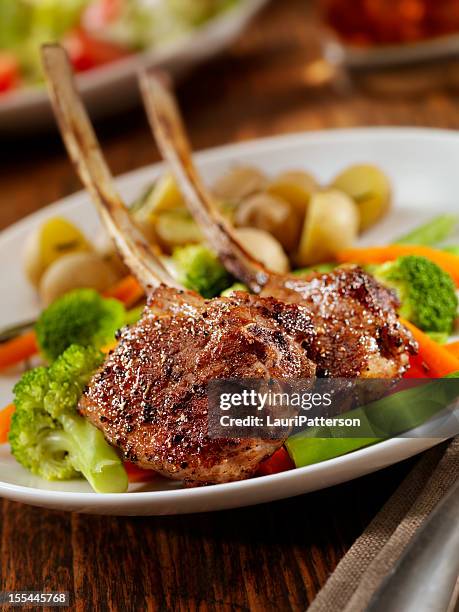 braised lamb chops - lamb chop stock pictures, royalty-free photos & images