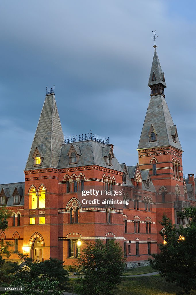 Sage Hall at night