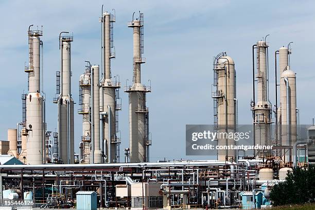 close up of gas plant and towers - petrochemical plant stock pictures, royalty-free photos & images