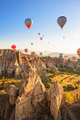 Hot air balloons over Love Valley, Cappadocia, Turkeys