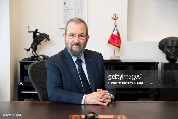 Former Prime Minister of Israel Ehud Barak poses for a portrait in his office on July 18, 2023 in Tel Aviv, Israel. Barak is a leading voice against...