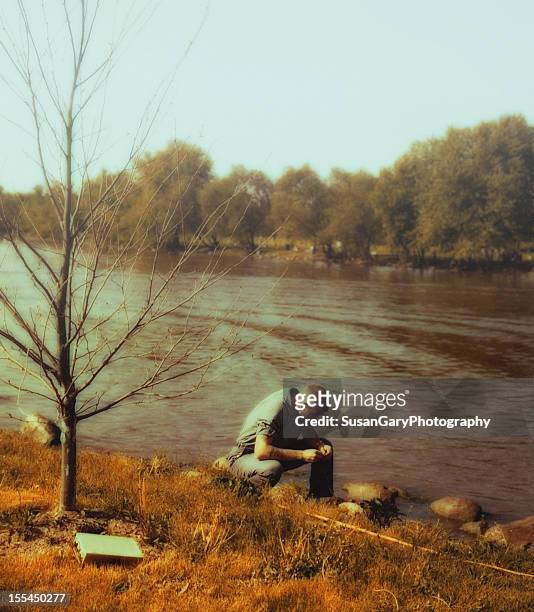 vintage autumn fisherman - 1950 1959 fotografías e imágenes de stock