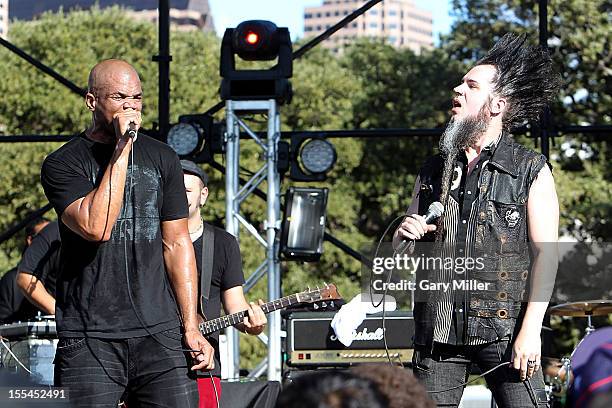 Darryl "D.M.C." McDaniels and Wayne Static perform in concert during Fun Fun Fun Fest at Auditorium Shores on November 3, 2012 in Austin, Texas.