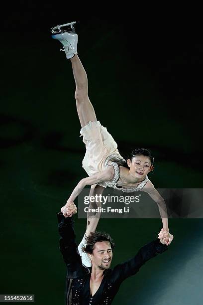 Pairs silver medalists Yuko Kavaguti and Alexander Smirnov of Russia perform during Cup of China ISU Grand Prix of Figure Skating 2012 at the...