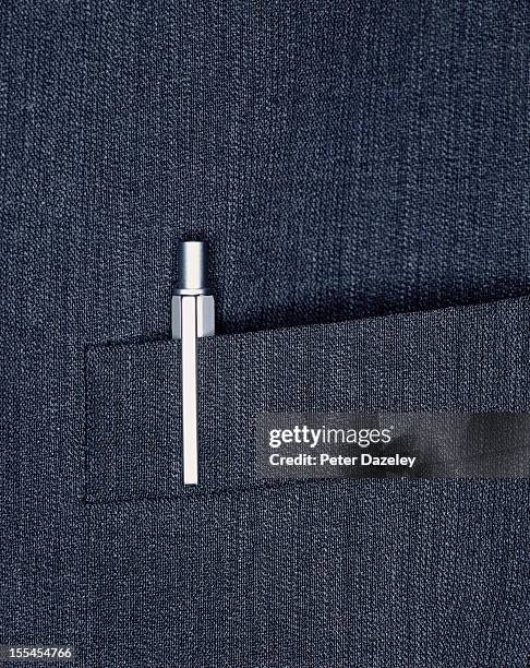 pen in suit jacket breast-pocket - jacket pocket stock pictures, royalty-free photos & images