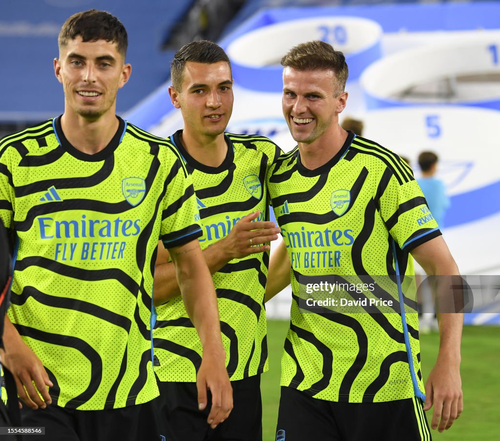 Kai Havertz, Jakub Kiwior and Rob Holding of Arsenal during the MLS Kai Havertz, Jakub Kiwior and Rob Holding of Arsenal during the MLS