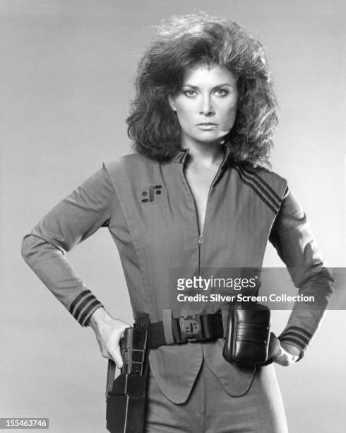 American actress Jane Badler as Diana in the US TV science fiction series, 'V', 1983.