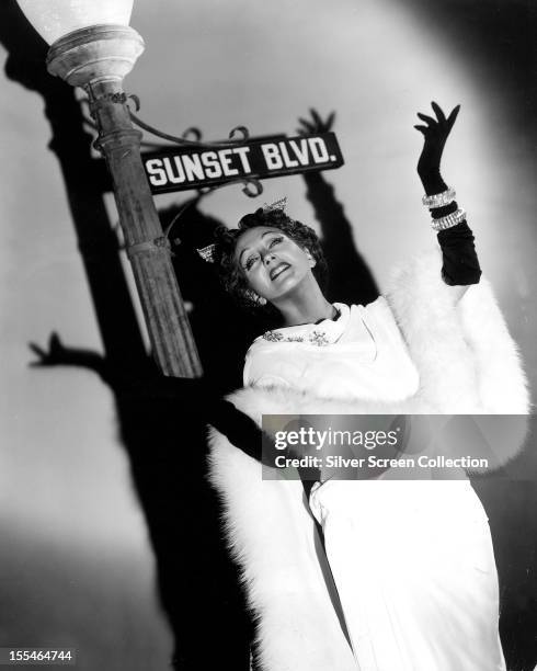 American actress Gloria Swanson in a promotional portrait for 'Sunset Boulevard', directed by Billy Wilder, 1950.