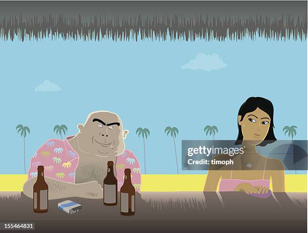 ilustrações, clipart, desenhos animados e ícones de beach bar - hawaiian ethnicity