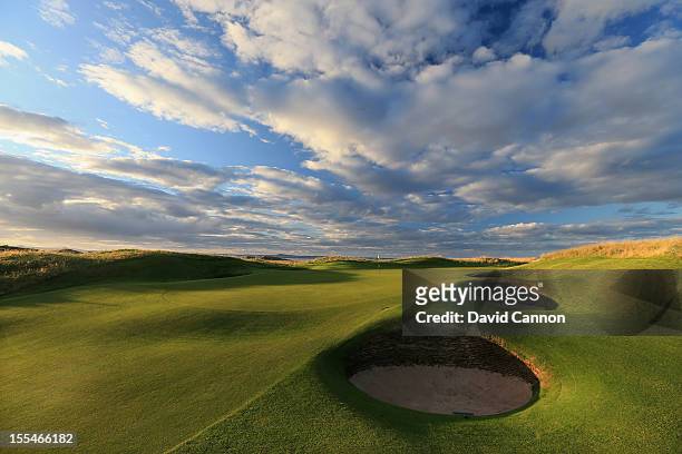 The par 3, 13th hole at The Honourable Company of Edinburgh Golfers at Muirfield on August 31, in Gullane, Lothian, Scotland.