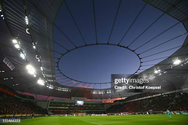 Generl view of the BayArena during the Bundesliga match between Bayer 04 Leverkusen and Fortuna Duesseldorf at BayArena on November 4, 2012 in...