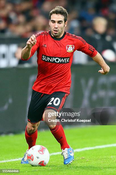 Ramos Carjaval of Leverkusen runs with the ball during the Bundesliga match between Bayer 04 Leverkusen and Fortuna Duesseldorf at BayArena on...