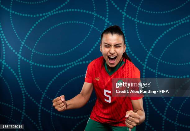 Nesryne El Chad of Morocco poses during the official FIFA Women's World Cup Australia & New Zealand 2023 portrait session at on July 17, 2023 in...