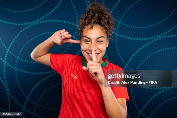 Anissa Belkasmi of Morocco poses during the official FIFA Women's World Cup Australia & New Zealand 2023 portrait session at on July 17, 2023 in...