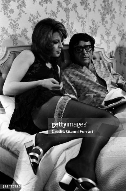 German princess and actress Ira Von Furstenberg, during the filming of the movie Not covet your neighbor's wife' with Italian actor Aldo Giuffre...