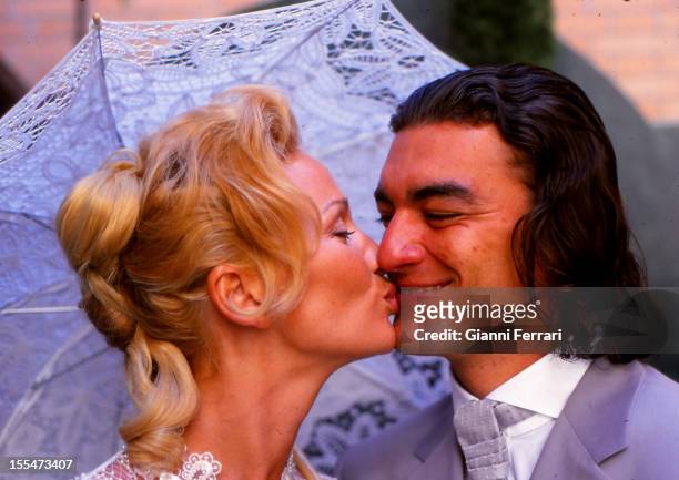 The civil wedding of French actress and dancer Marlene Mourreau with Cuban dancer Michel Guevara, Twenty Second June 2000, Madrid, Castilla La...