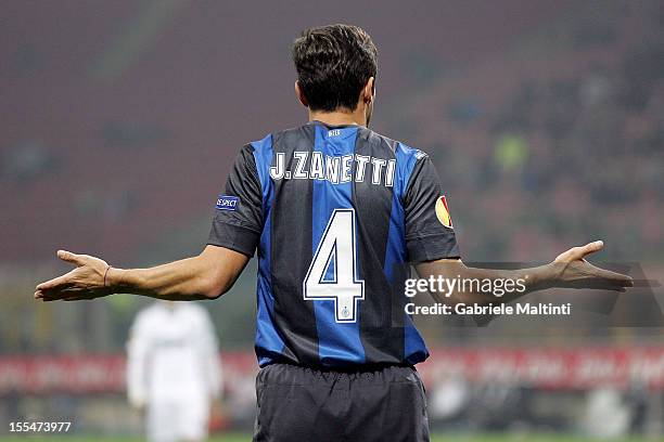 Javier Zanetti of FC Internazionale Milano in action during the UEFA Europa League group H match between FC Internazionale Milano and FK Partizan on...