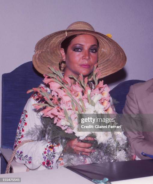 The Spanish actress Sara Montiel in Campo de Criptana, his hometown, the day of her tribute Campo de Criptana, Toledo, Spain. .