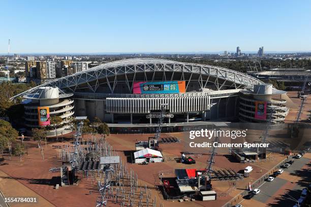 General view of Stadium Australia ahead of the FIFA World Cup Australia & New Zealand 2023 at Sydney Olympic Park on July 19, 2023 in Sydney,...