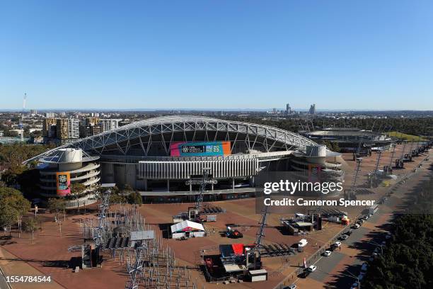 General view of Stadium Australia ahead of the FIFA World Cup Australia & New Zealand 2023 at Sydney Olympic Park on July 19, 2023 in Sydney,...