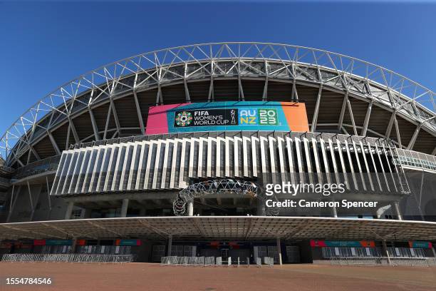 General view of Stadium Australia ahead of the FIFA World Cup Australia & New Zealand 2023 at Sydney Olympic Park on July 19, 2023 in Sydney,...