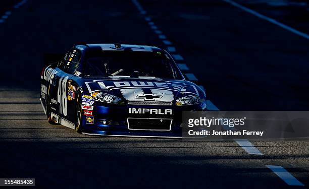 Jimmie Johnson drives the Lowe's Chevrolet during the NASCAR Sprint Cup Series AAA Texas 500 at Texas Motor Speedway on November 4, 2012 in Fort...