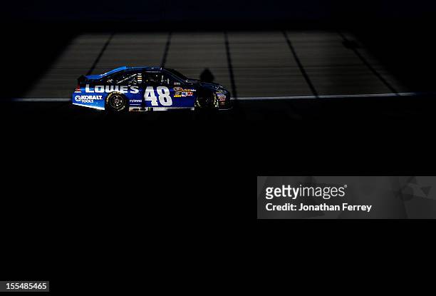 Jimmie Johnson drives the Lowe's Chevrolet during the NASCAR Sprint Cup Series AAA Texas 500 at Texas Motor Speedway on November 4, 2012 in Fort...