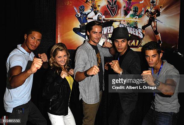 Actors Najee DeTiege, Brittany Pirtle, Alex Heartman, Steven Skyler and Hector David Jr. Attend 2012 Long Beach Comic And Horror Con held at Long...