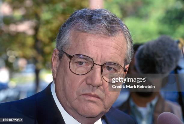 Robert S. Bennett a lawyer who represented President Bill Clinton during the Lewinsky affair talks with reporters outside the CBS studios after his...